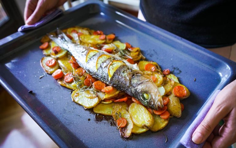 Baked Sea Bass with Potatoes