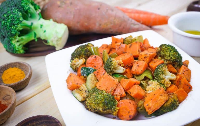 Baked Sweet Potato with Vegetables