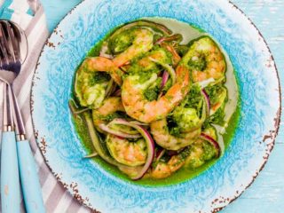 Camarones en aguachile verde. Receta fácil