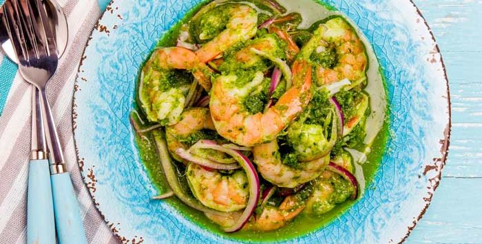 Camarones en aguachile verde. Receta fácil