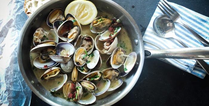Almejas a la mexicana. Receta sencilla