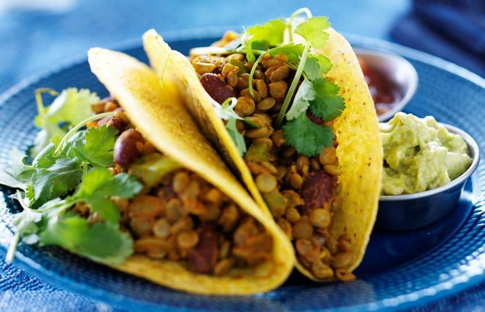 Tacos de lentejas a la mexicana. Receta sencilla