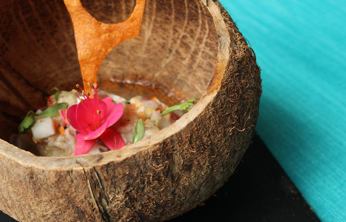 Ceviche de coco vegano. Receta sencilla