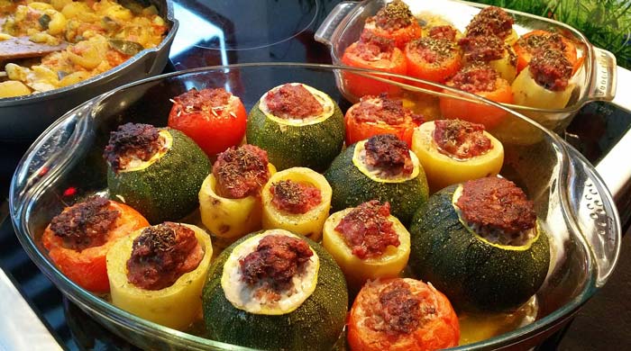 Calabazas rellenas de Picadillo. Receta mexicana