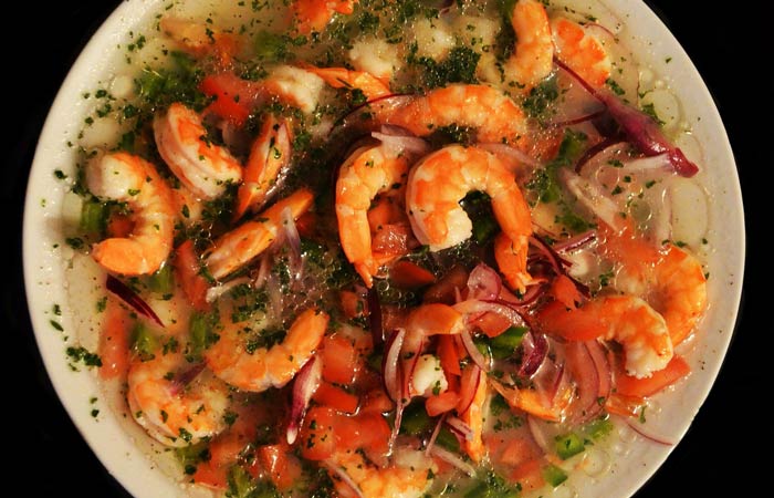 Ceviche de Camarón y Cebolla Morada. Receta fácil