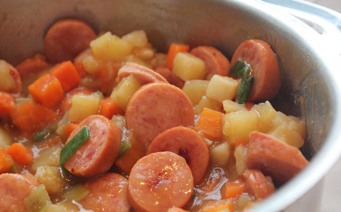 Picadillo de Salchichas. Receta fácil