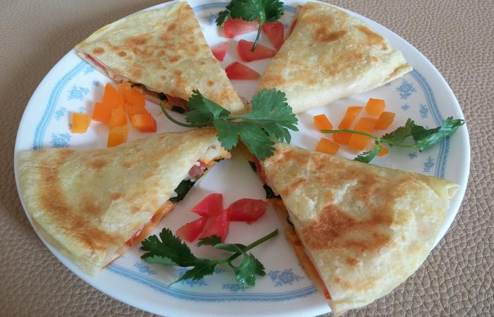 Quesadillas de Champiñones y Espinacas. Receta fácil