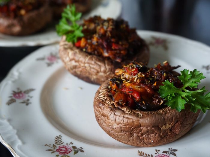Champiñones rellenos de Espinacas. Receta fácil