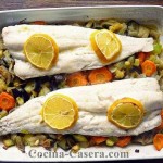 Merluza con Verduras al Horno. Receta fácil