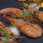 Gambones a la sal en aceite de tomillo