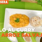 Pollo de kebab al curry con arroz salvaje